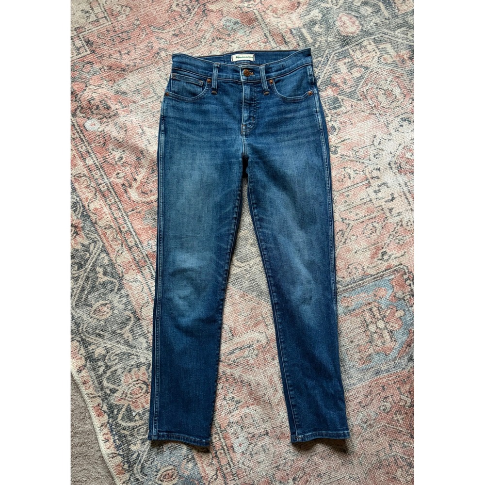 Madewell Slim Straight Ankle Jeans 26 Dark Wash High Rise Denim